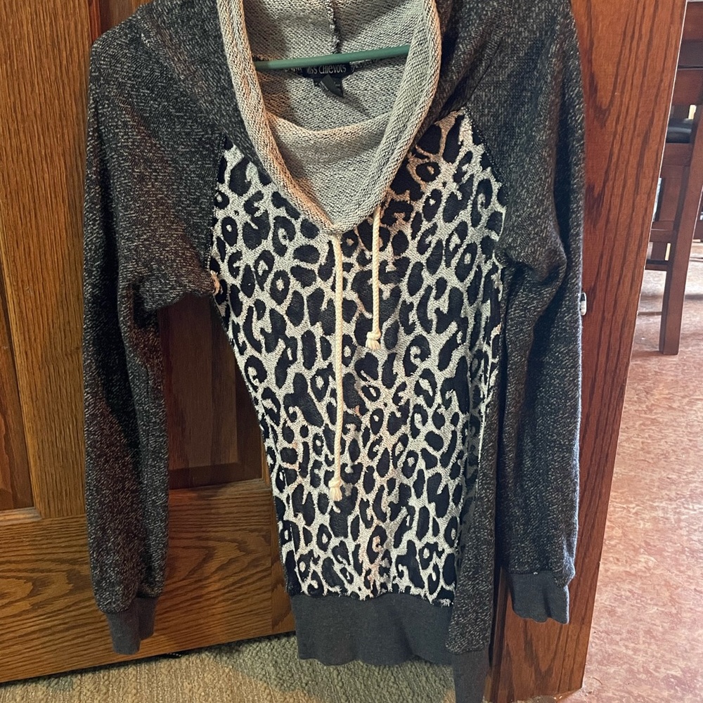 Leopard cowl neck sweatshirt